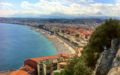 View of the Nice beach/promenade from Castle Hill!